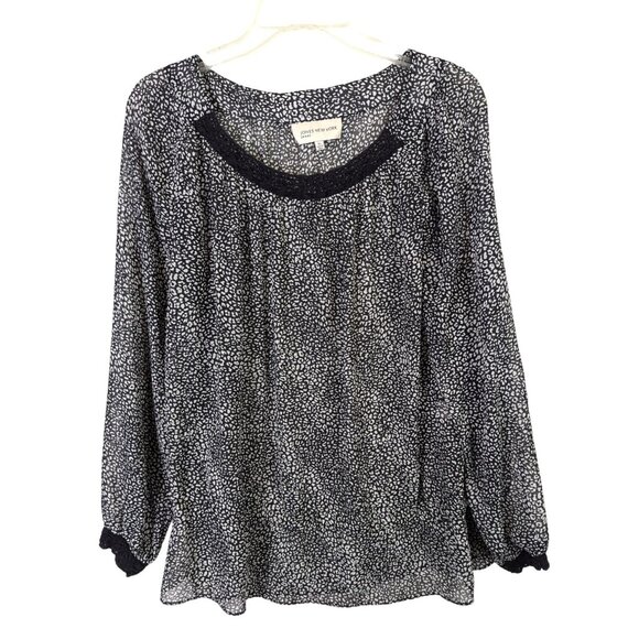 Jones New York Sport Women size XL Gorgeous Waisted Black Sheer Top Boho Dainty - Picture 1 of 10